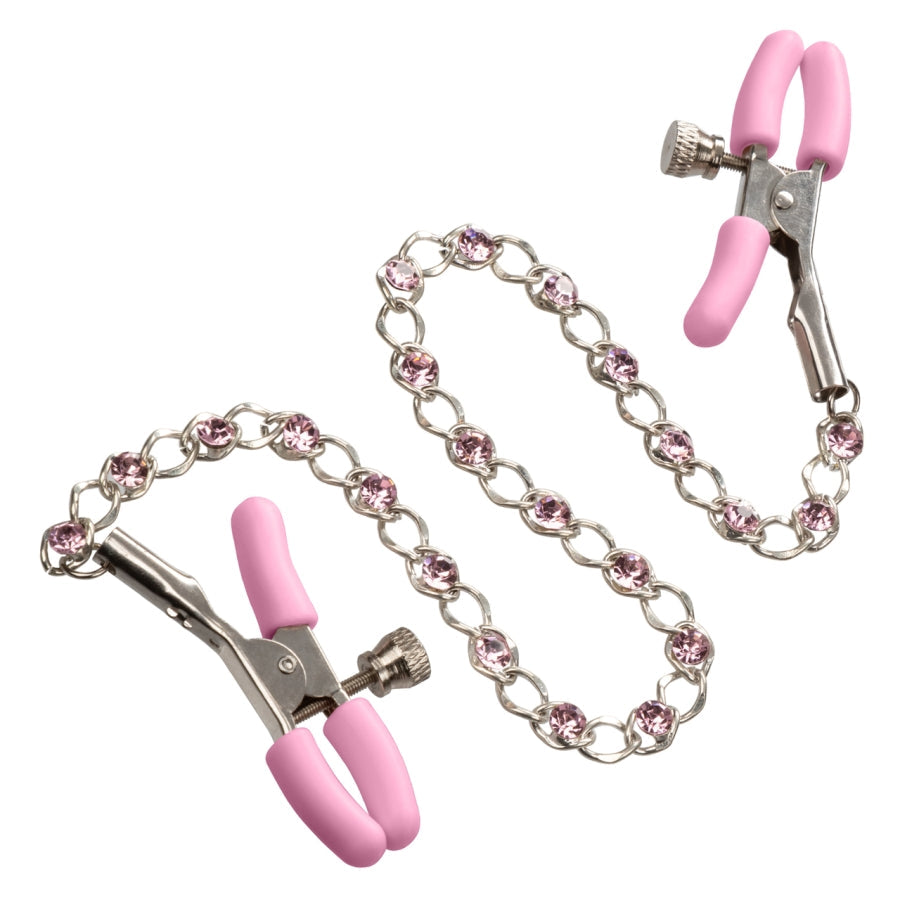 Calexotics Crystal Chain Nipple Clamps-Accessories-CALEXOTICS-White-XOXTOYS