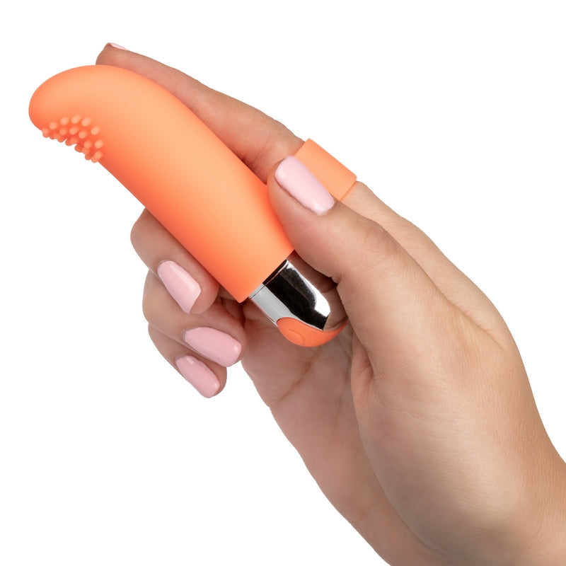 Calexotics Intimate Play Rechargeable Finger Tickler Orange-Vibrators-CALEXOTICS-XOXTOYS