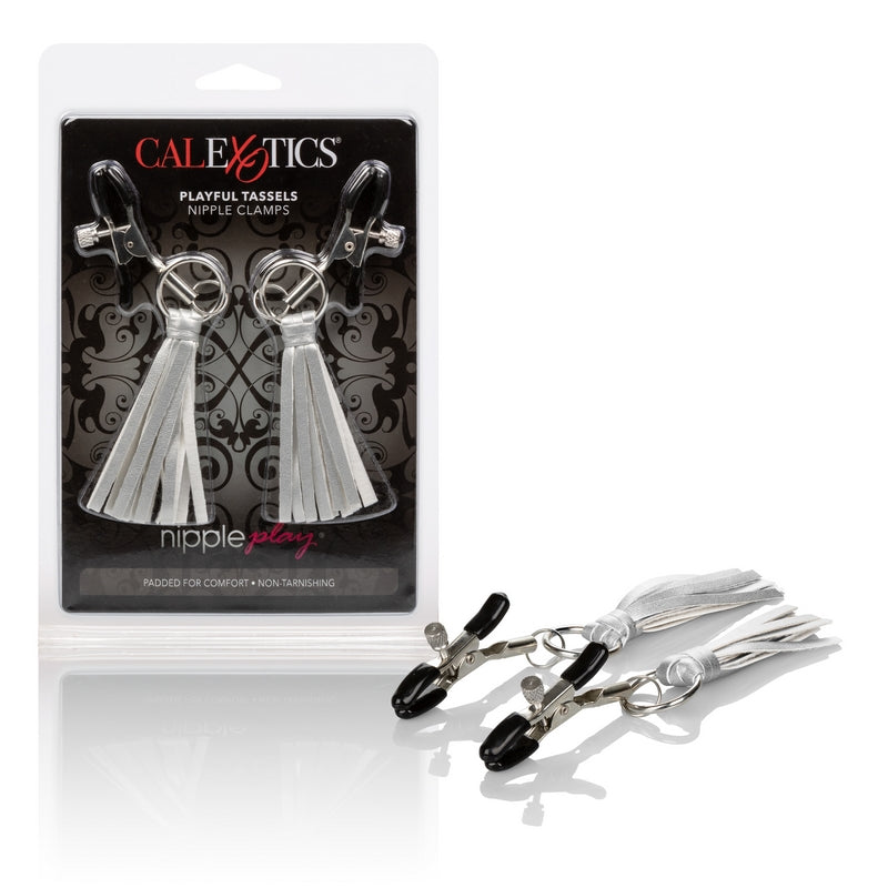 Calexotics Playful Tassels Nipple Clamps-Accessories-CALEXOTICS-Silver-XOXTOYS