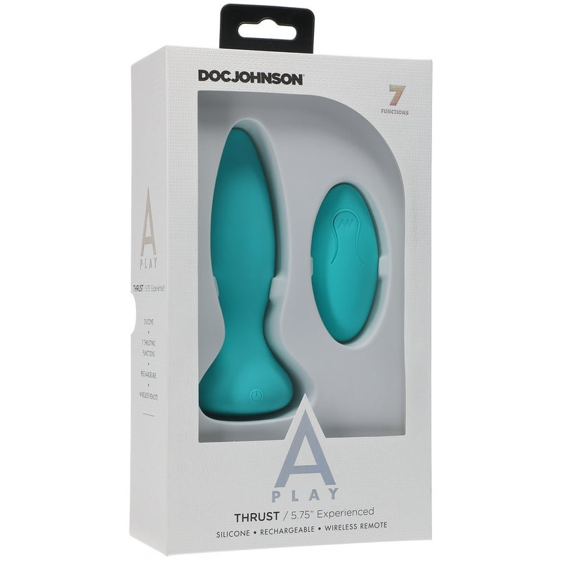 Doc Johnson A-Play Experienced Thrust Silicone Teal Anal Plug with Remote-Anal Toys-Doc Johnson-XOXTOYS