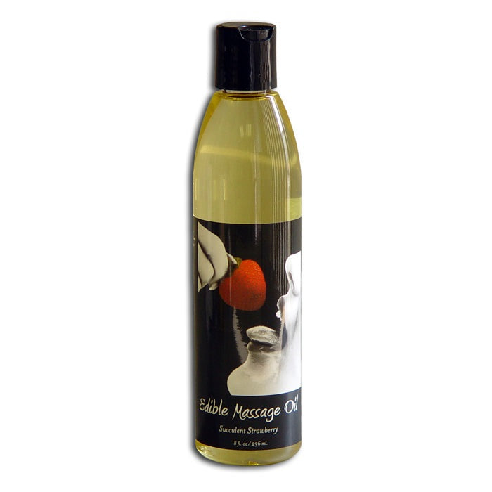 Earthly Body Edible Massage Oil 8oz-Lubes & Lotions-Earthly Body-Succulent Strawberry-XOXTOYS