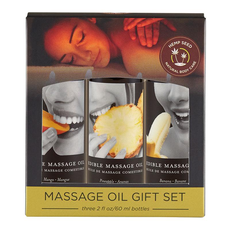 Earthly Body Edible Massage Oil Gift Set Mango, Banana & Pineapple Earthly Body