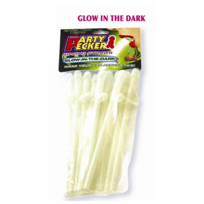 Hott Products Glow in the Dark Party Pecker Sipping Straws