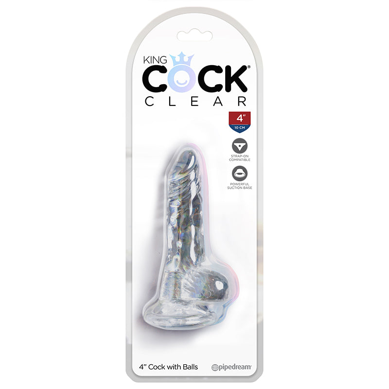 Pipedream Products King Cock Clear 4" Cock With Balls-Dildos-Pipedream Products-XOXTOYS