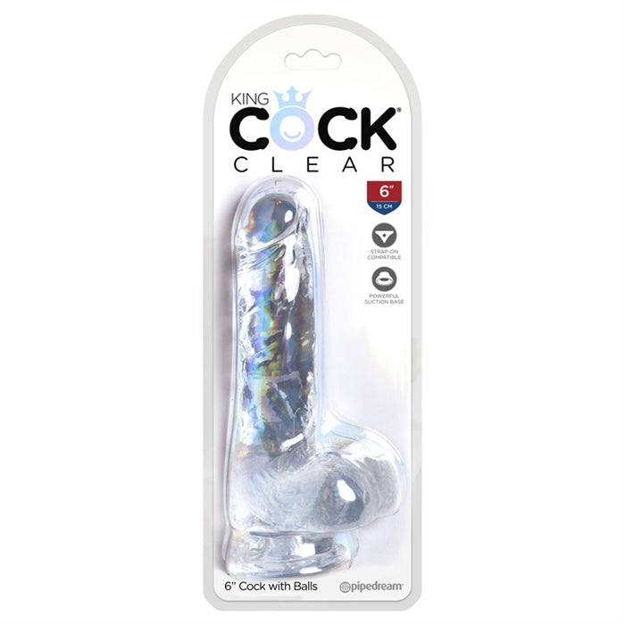 Pipedream Products King Cock Clear 6" Cock With Balls-Dildos-Pipedream Products-XOXTOYS