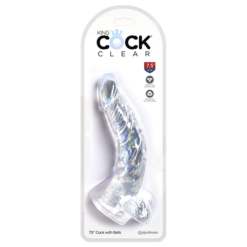 Pipedream Products King Cock Clear 7.5" Cock With Balls-Dildos-Pipedream Products-XOXTOYS