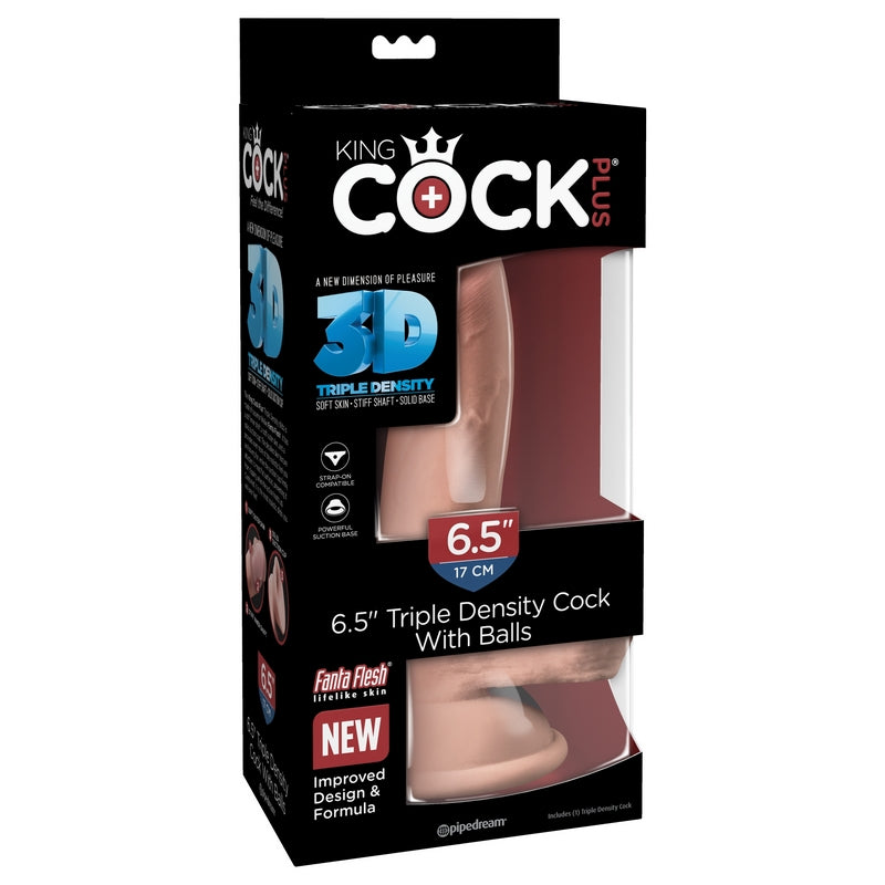 Pipedream Products King Cock Plus 6.5” Triple Density Cock with Balls Beige-Dildos-Pipedream Products-XOXTOYS