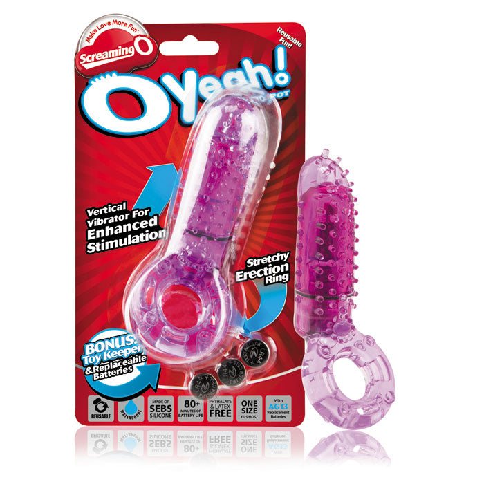 Screaming O OYeah Vertical Ring Vibrator-Cock Rings-Screaming O-Purple-XOXTOYS