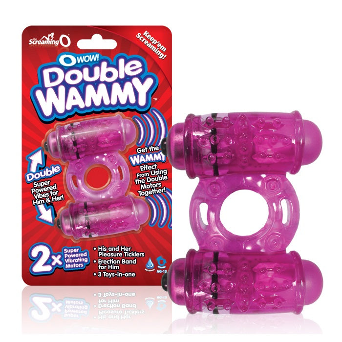 Screaming O Wow Double Wammy Vibrating Ring-Cock Rings-Screaming O-Purple-XOXTOYS
