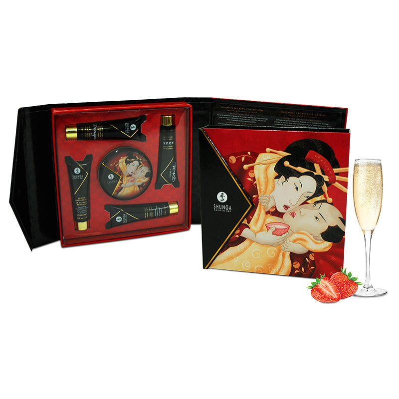 Shunga Geisha's Secret Sparkling Strawberry Wine Collection Set-Sensual Love-Shunga-XOXTOYS