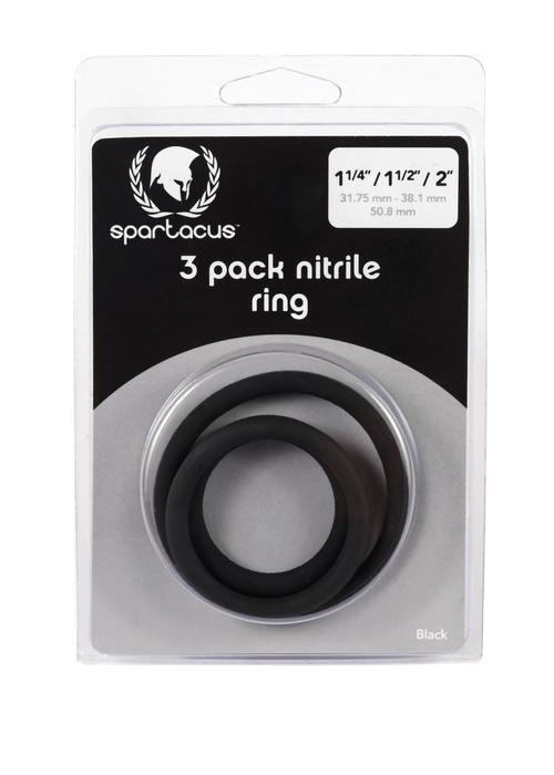 Spartacus Nitrile Cock Ring Set in Black-Cock Rings-Spartacus-XOXTOYS